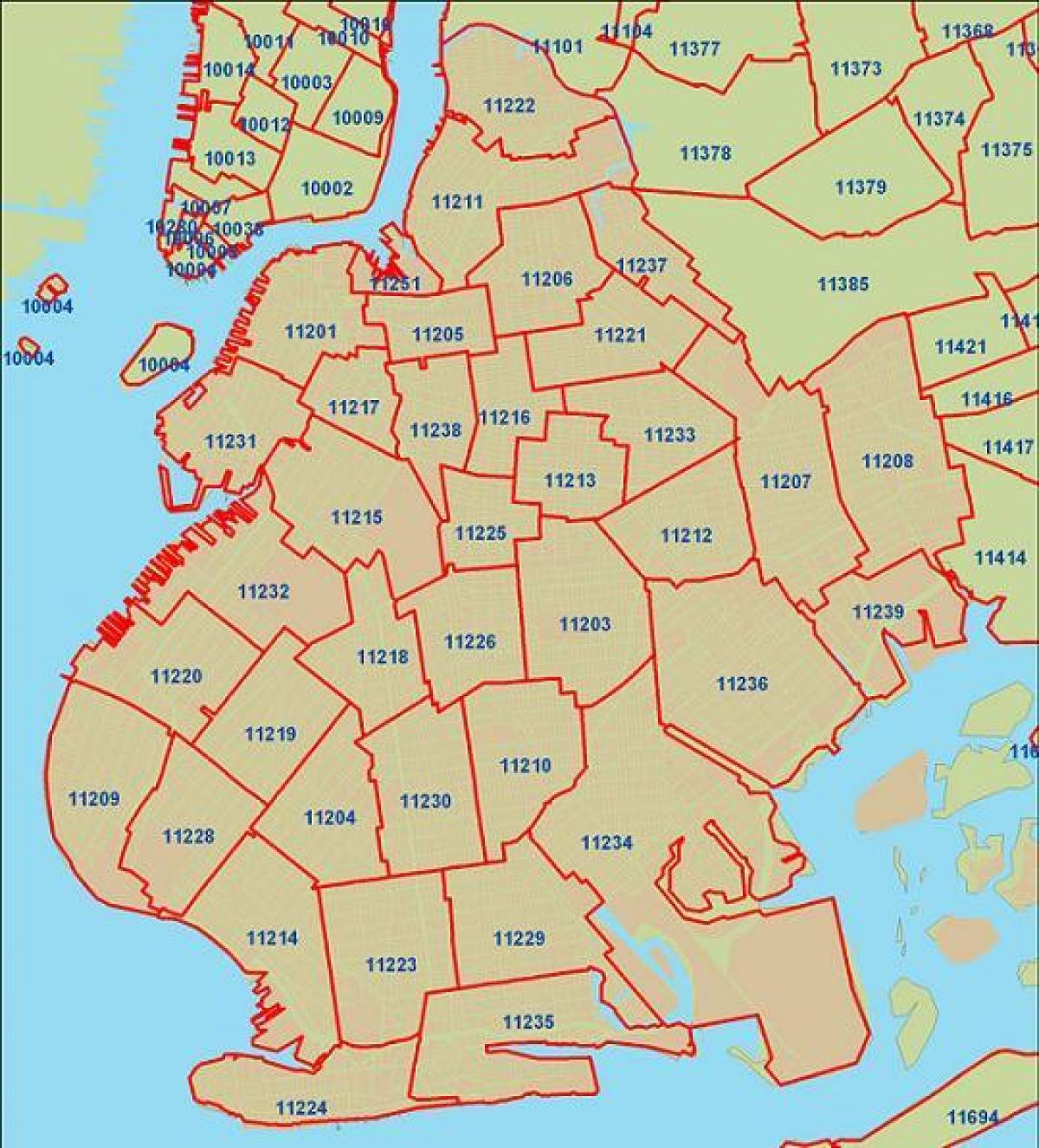 Map Of Brooklyn Postcode Zip Code And Postcodes Of Brooklyn